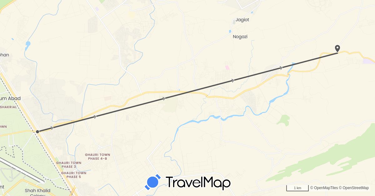 TravelMap itinerary: driving, motorbike in Pakistan (Asia)